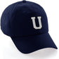 I&W Hatgear Customized Letter Initial Baseball Hat A to Z Team Colors, Navy Cap Black White