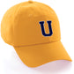 I&W Hatgear Customized Letter Initial Baseball Hat A to Z Team Colors, Gold Cap White Navy