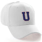 Classic Baseball Hat Custom A to Z Initial Team Letter, White Cap Red Blue