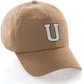 I&W Hatgear Customized Letter Initial Baseball Hat A to Z Team Colors, Khaki Cap Black White