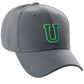 Classic Baseball Hat Custom A to Z Initial Team Letter, Charcoal Cap White Green