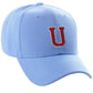 Classic Baseball Hat Custom A to Z Initial Team Letter, Sky Cap White Red