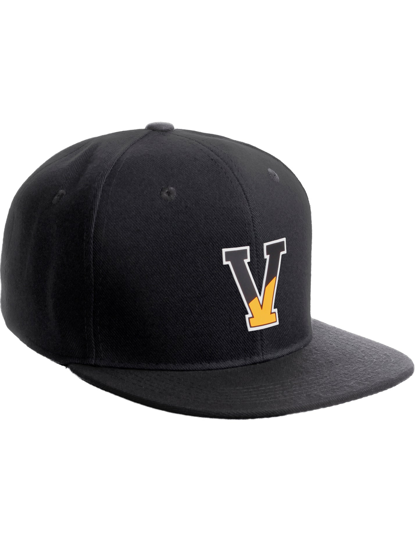 Daxton Classic Snapback Initial Numbers Letters Flat Bill Visor Black Cap