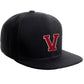 Classic Snapback Hat Custom A to Z Initial Raised Letters, Black Cap White Red