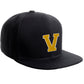 Classic Snapback Hat Custom A to Z Initial Raised Letters, Black Cap White Gold