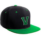 Classic Snapback Hat Custom A to Z Initial Letters, Black Green Cap White Green