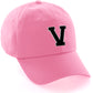I&W Hatgear Customized Letter Initial Baseball Hat A to Z Team Colors, Pink Cap White Black