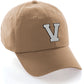 I&W Hatgear Customized Letter Initial Baseball Hat A to Z Team Colors, Khaki Cap Black White