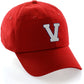 Customized Letter Initial Baseball Hat A to Z Team Colors, Red Cap Blue White