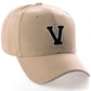 Classic Baseball Hat Custom A to Z Initial Team Letter, Khaki Cap White Black