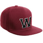 Classic Snapback Hat Custom A to Z Initial Letters, Burgundy Cap White Black