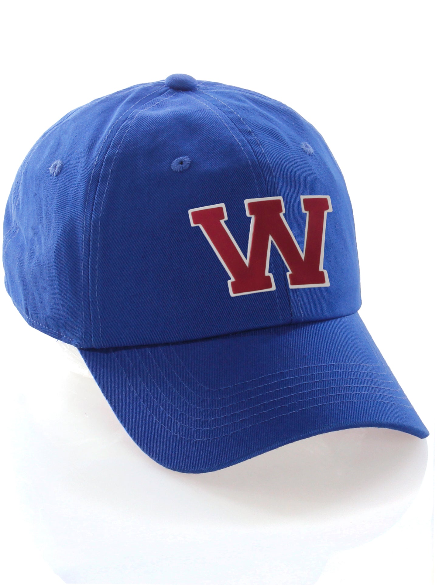 Custom Hat A to Z Initial Letters Classic Baseball Cap, Blue Hat White Red