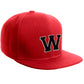 Classic Snapback Hat Custom A to Z Initial Letter Flat Bill, Red Cap White Black