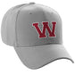 Classic Baseball Hat Custom A to Z Initial Team Letter, Lt Gray Cap White Red