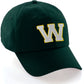 Custom Hat A to Z Initial Letters Classic Baseball Cap, Dk Green Hat Gold White