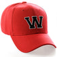Classic Baseball Hat Custom A to Z Initial Team Letter, Red Cap White Black