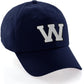 I&W Hatgear Customized Letter Initial Baseball Hat A to Z Team Colors, Navy Cap Black White
