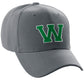 Classic Baseball Hat Custom A to Z Initial Team Letter, Charcoal Cap White Green