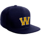 Classic Snapback Hat Custom A to Z Initial Letters, Navy Cap White Gold