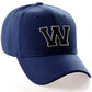 Classic Baseball Hat Custom A to Z Initial Team Letter, Navy Cap White Black