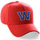Classic Baseball hat Custom A to Z Initial Team Letter, Red Cap White Blue