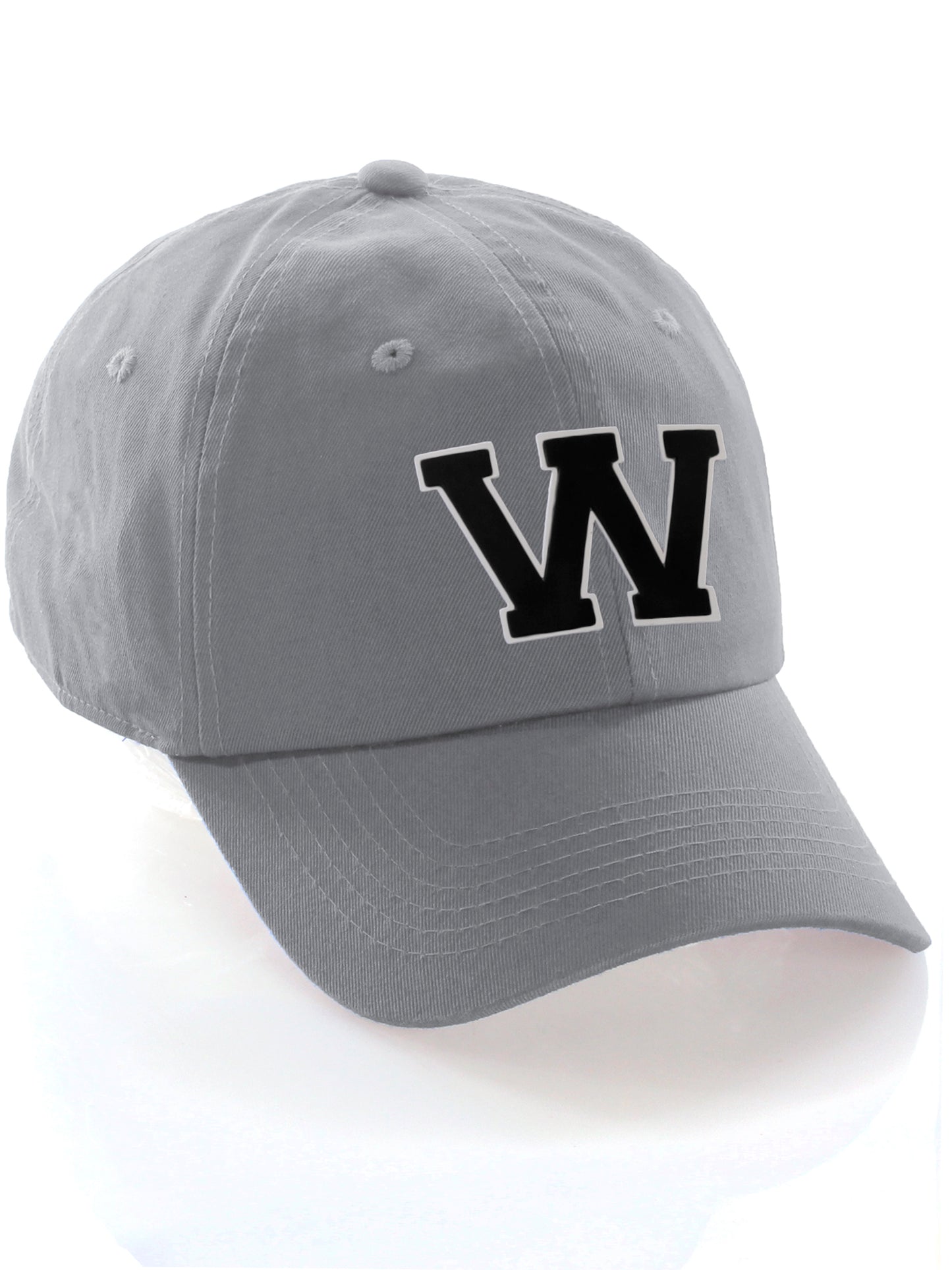 Custom Hat A to Z Initial Letters Classic Baseball Cap, Light Grey White Black
