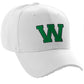 Classic Baseball Hat Custom A to Z Initial Team Letter, White Cap Black Green