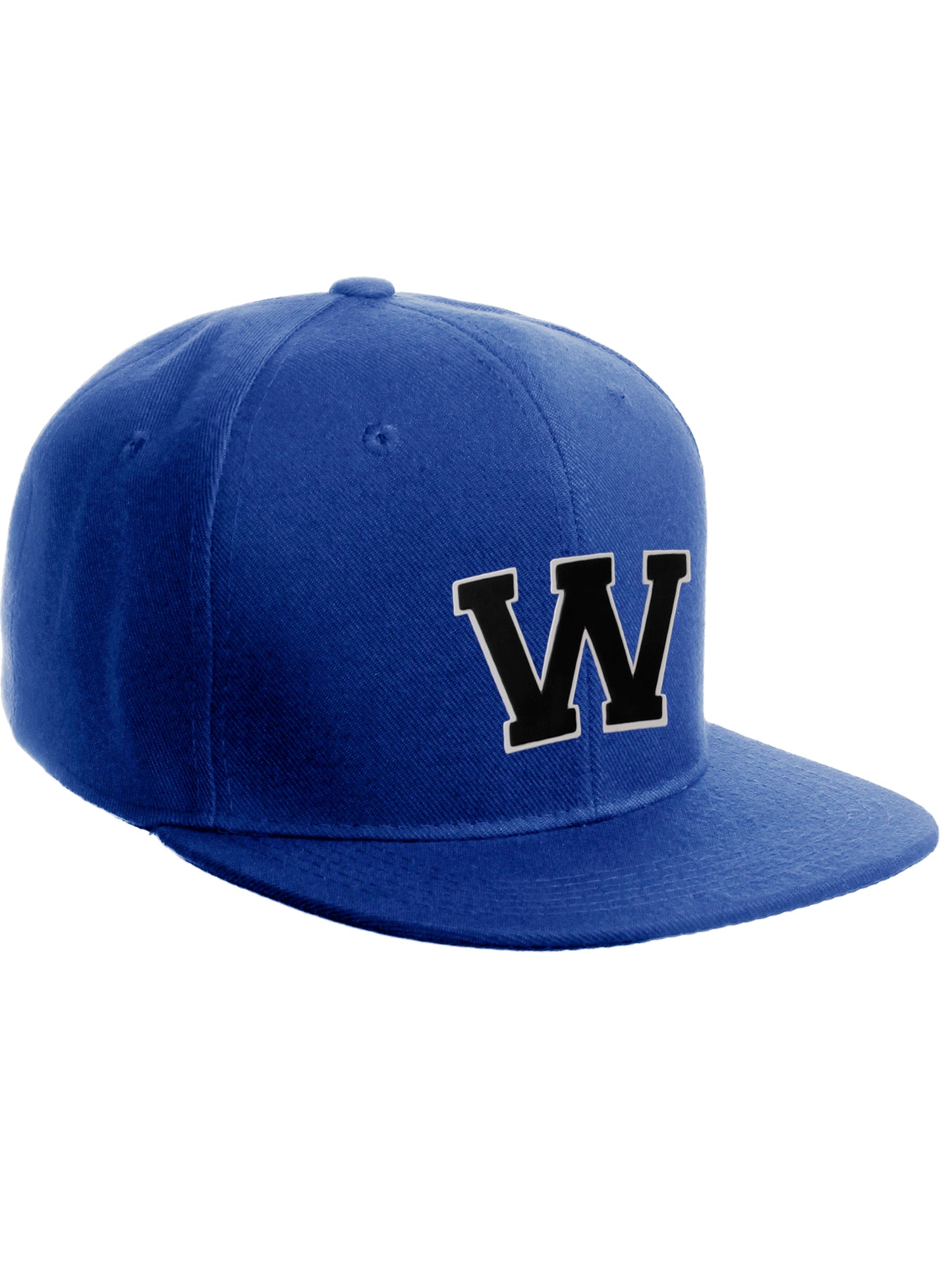 Classic Snapback Hat Custom A to Z Initial Letters, Royal Cap White Black