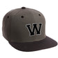 Classic Snapback Hat Custom A to Z Initial Letters, Charcoal Black Cap Wht Blk