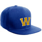 Classic Snapback Hat Custom A to Z Initial Raised Letter, Royal Cap White Gold
