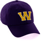 Customized Letter Initial Baseball Hat A to Z Team Colors, Purple Cap White Gold