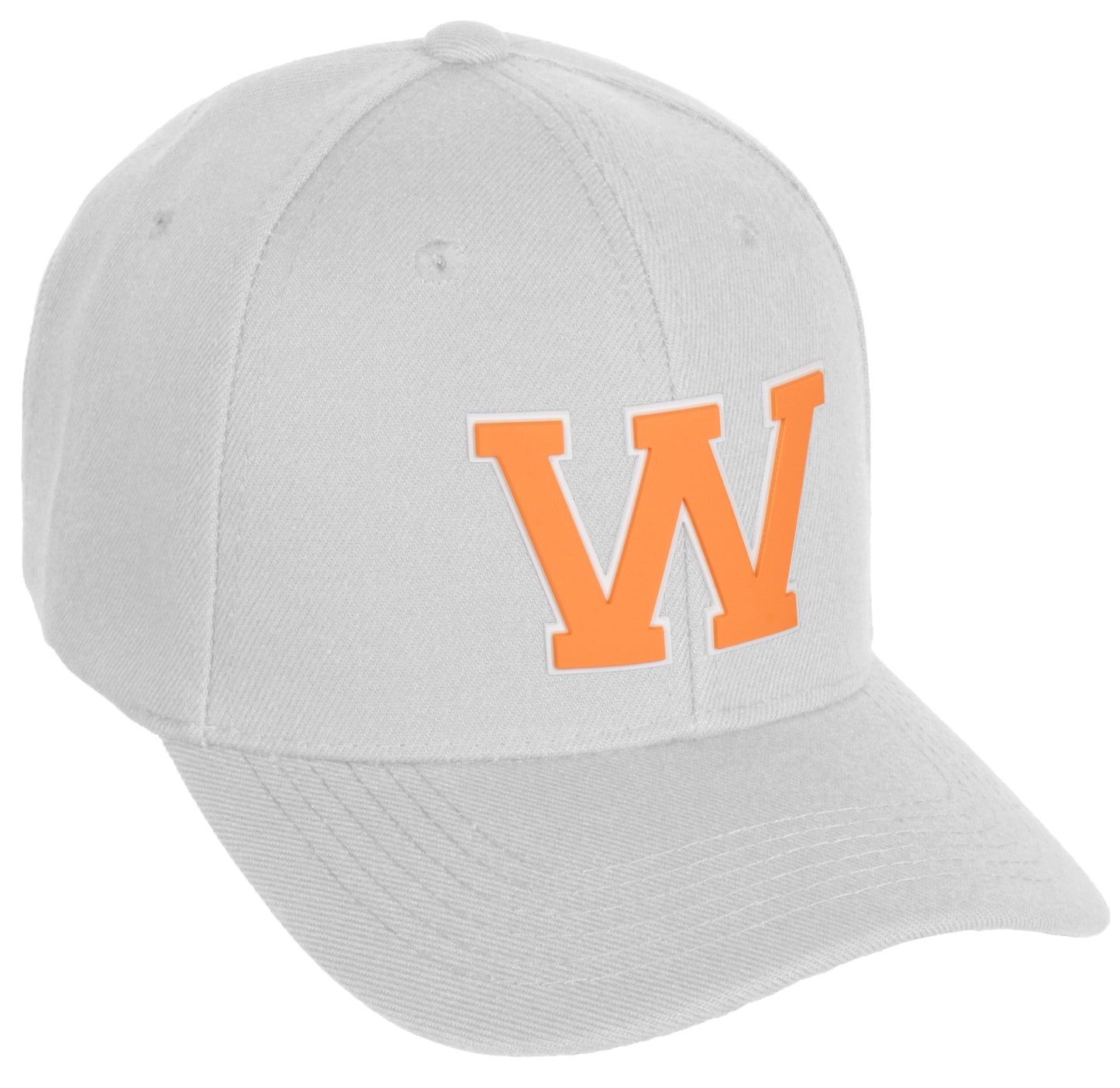 Daxton Classic Structured Baseball Hat Custom A to Z Initial White Neon Orange Letter