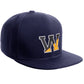 Daxton Classic Snapback Initial Numbers Letters Flat Bill Visor Navy Cap