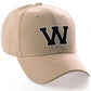 Classic Baseball Hat Custom A to Z Initial Team Letter, Khaki Cap White Black
