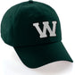 Custom Hat A to Z Initial Letters Classic Baseball Cap, Dk Green Hat Black White