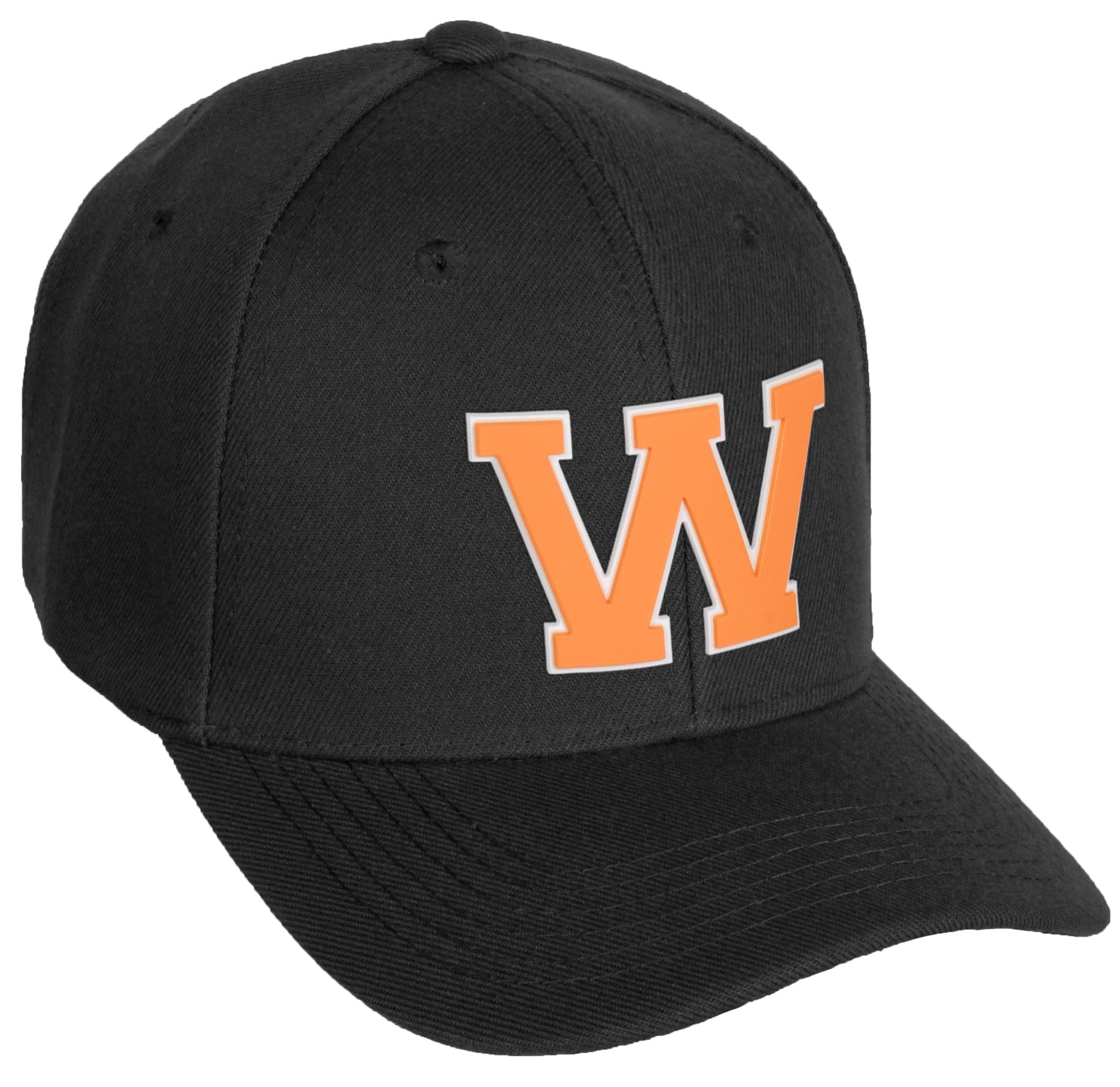 Daxton Classic Structured Baseball Hat Custom A to Z Initial White Neon Orange Letter