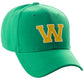 Classic Baseball Hat Custom A to Z Initial Team Letter, Green Cap White Gold