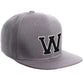 Classic Snapback Hat Custom A to Z Initial Letters, Light Grey Cap White Black