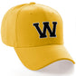 Classic Baseball Hat Custom A to Z Initial Team Letter, Yellow Cap White Black