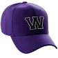 Classic Baseball Hat Custom A to Z Initial Team Letter, Purple Cap White Black