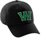 I&W Hatgear Customized Letter Initial Baseball Hat A to Z Team Colors, Black Cap White Green