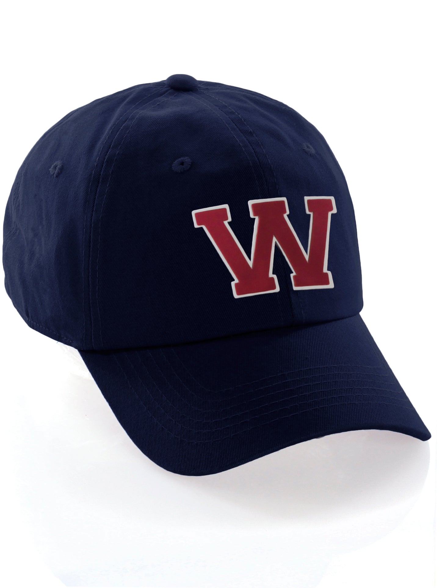 I&W Hatgear Customized Letter Initial Baseball Hat A to Z Team Colors, Navy Cap White Red