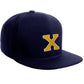 Classic Snapback Hat Custom A to Z Initial Letters, Navy Cap White Gold