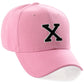 Classic Baseball Hat Custom A to Z Initial Team Letter, Pink Cap White Black