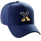Daxton Two Tone Initial Numbers Letters Structured Baseball Navy Hat
