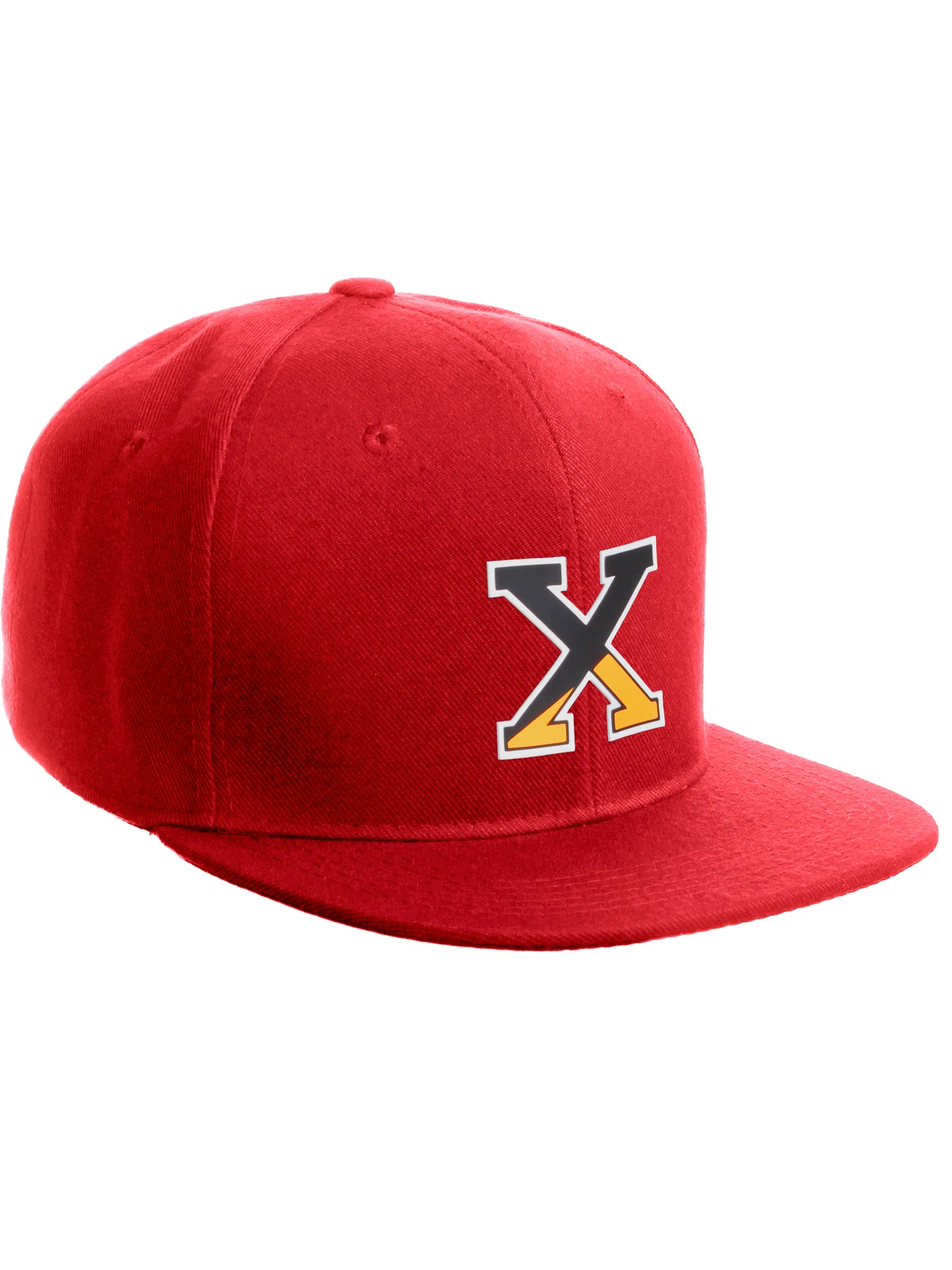 Daxton Classic Snapback Initial Numbers Letters Flat Bill Visor Red Cap