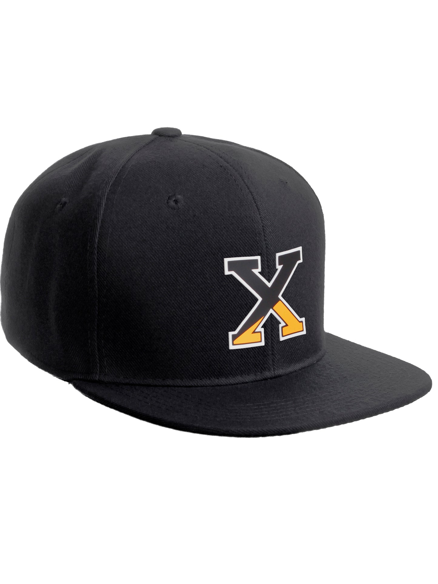 Daxton Classic Snapback Initial Numbers Letters Flat Bill Visor Black Cap