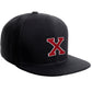 Classic Snapback Hat Custom A to Z Initial Raised Letters, Black Cap White Red