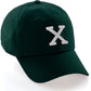 Custom Hat A to Z Initial Letters Classic Baseball Cap, Dk Green Hat Black White