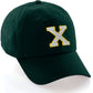 Custom Hat A to Z Initial Letters Classic Baseball Cap, Dk Green Hat Gold White